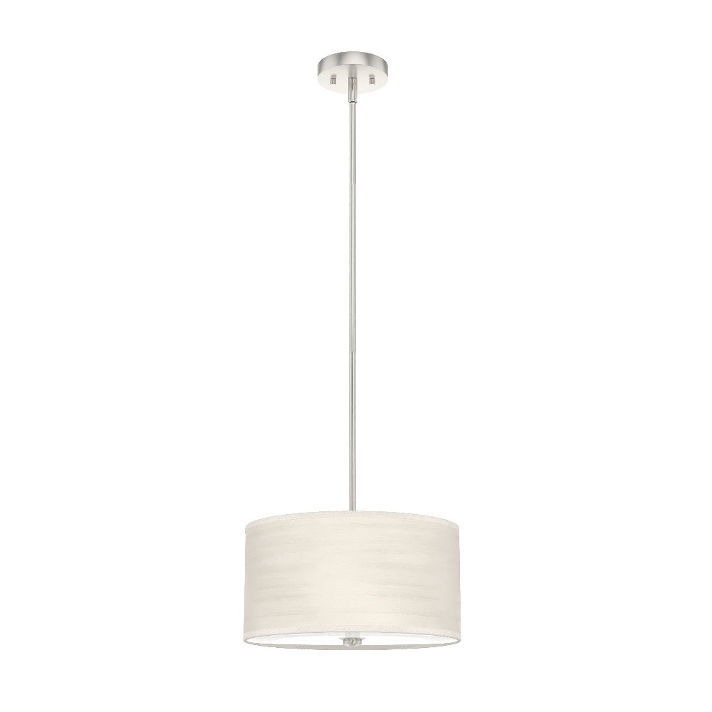 Solhaven Mid-Century Bleached Alder 14" Drum Pendant with Brushed Nickel Finish