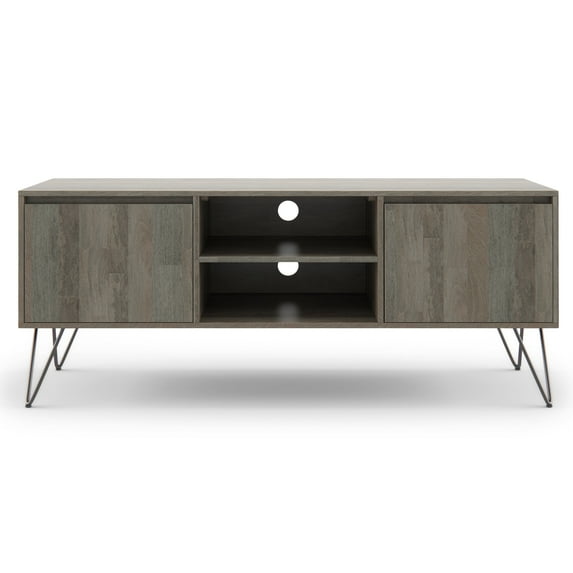 Hunter Solid Mango Wood TV Media Stand in Grey For TVs up to 65 inches