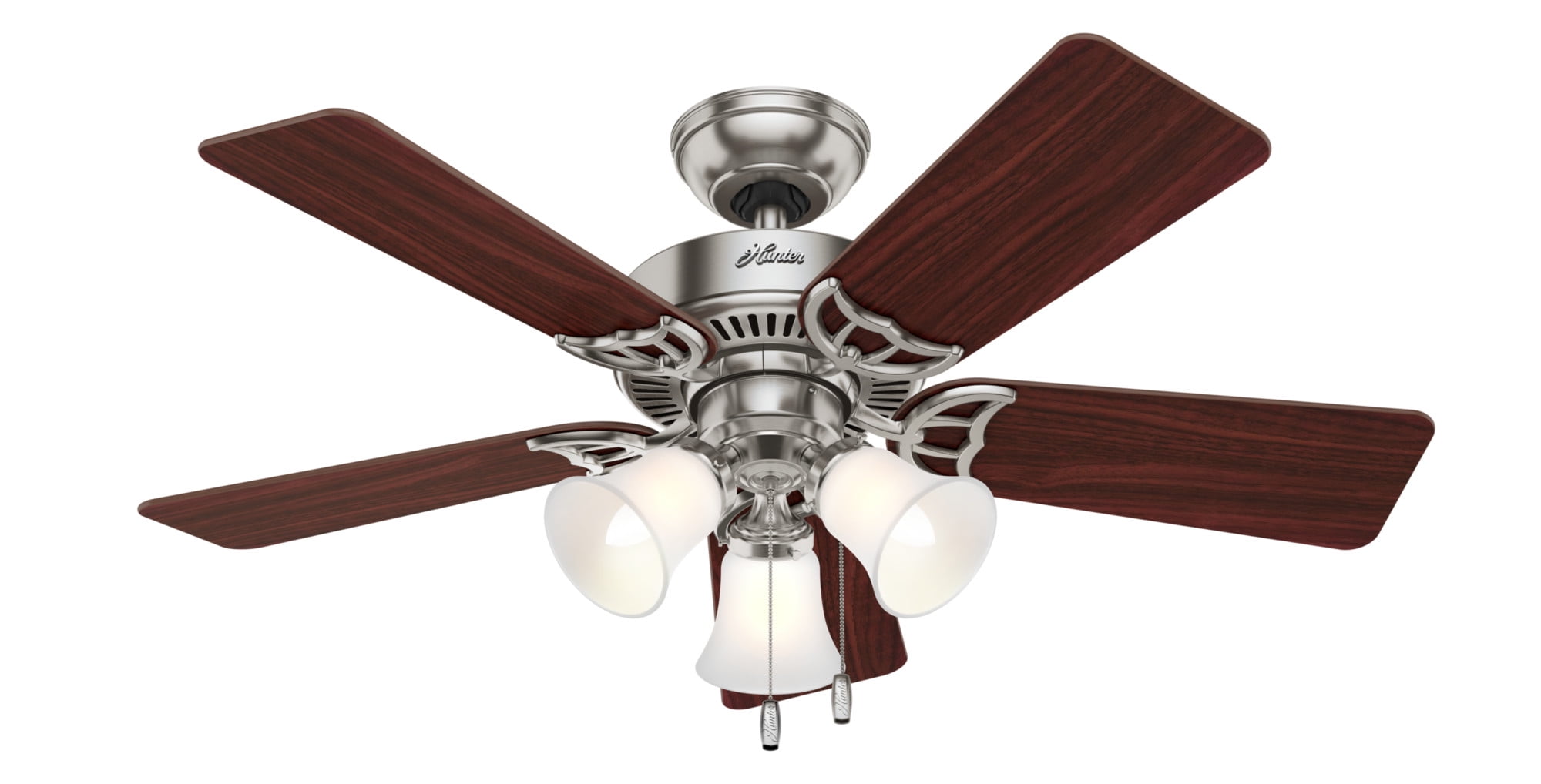 Brushed Nickel Ceiling Fan with Cherry and Maple Blades