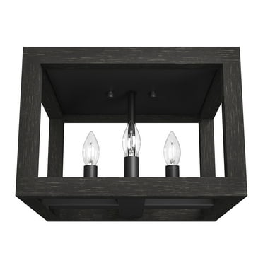 Hunter - Squire Manor 4-light Matte Black, Medium Size Flush Mount Light, Dimmable, Modern Style, for Bedrooms, Kitchens, Dining, Living Rooms - 19088
