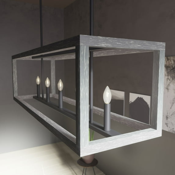 Hunter - Squire Manor 5-light Matte Black, Extra Large Chandelier, Dimmable, Modern Style, Linear Shaped, for Bedrooms, Dining, Living Rooms - 19090