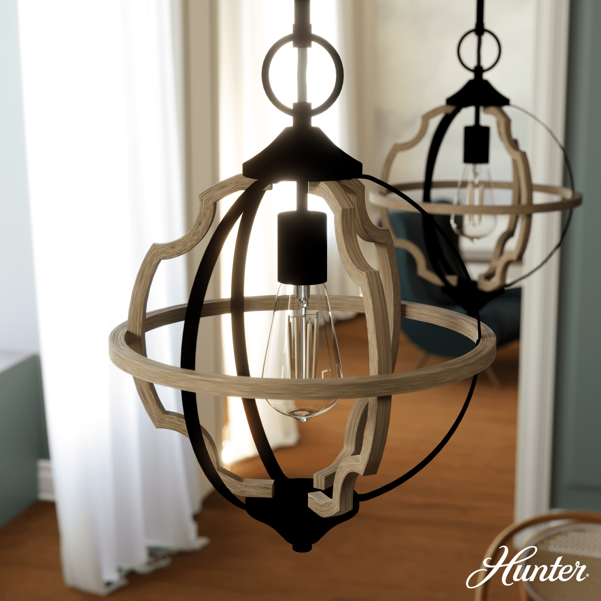French Oak Rustic Iron 16.75" Transitional Mini Pendant Light