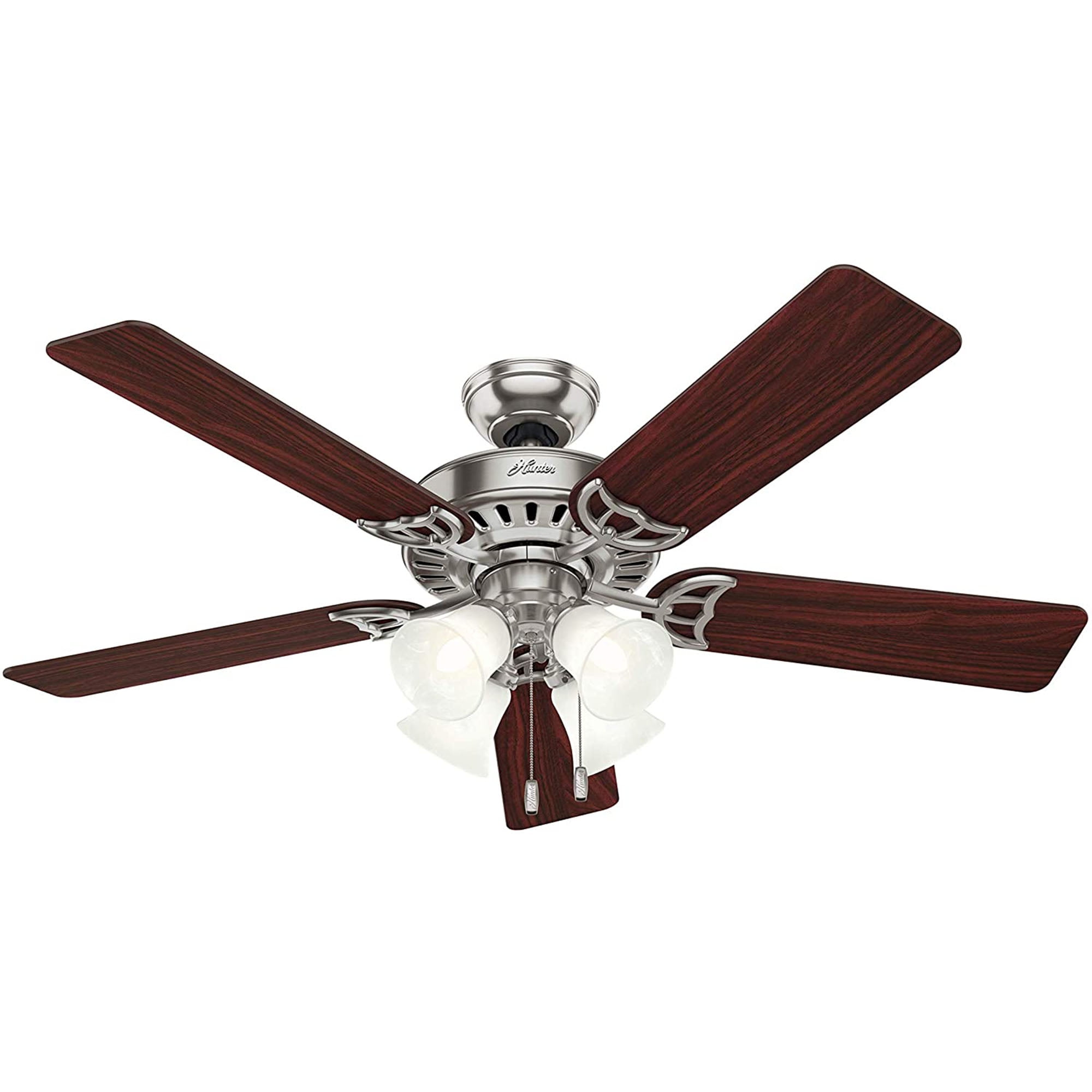 52" Brushed Nickel Ceiling Fan with LED Light and Reversible Blades