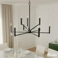 thumbnail image 1 of Hunter - Sunjai 9-light Matte Black, Extra Large Chandelier, Dimmable, Formal Style, Candle Shaped, for Bedrooms, Dining, Living Rooms - 45232, 1 of 8