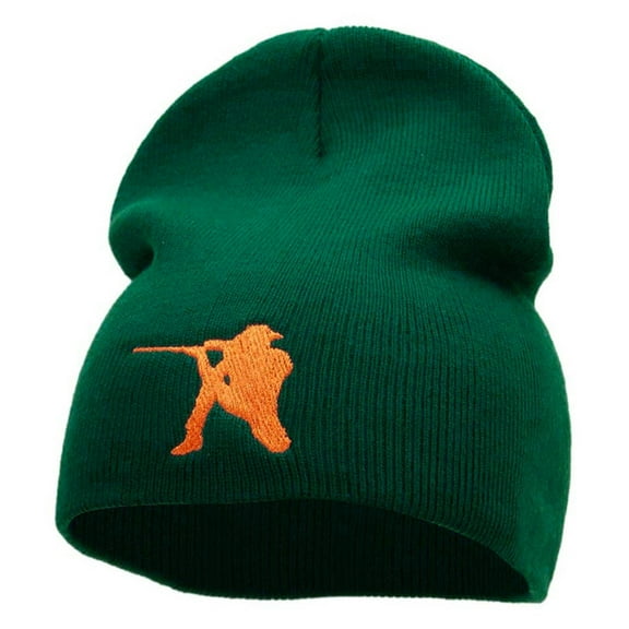 Hunter Taking A Shot Embroidered 8 Inch Short Beanie - Dk Green OSFM