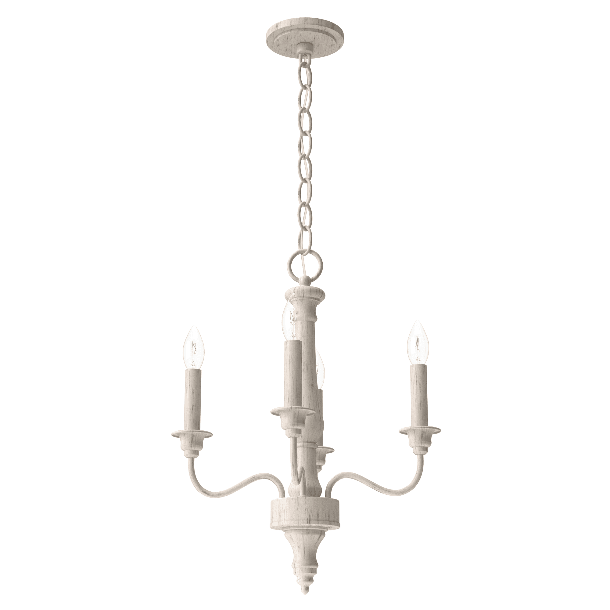 Distressed White Mini Chandelier with French Country Elegance