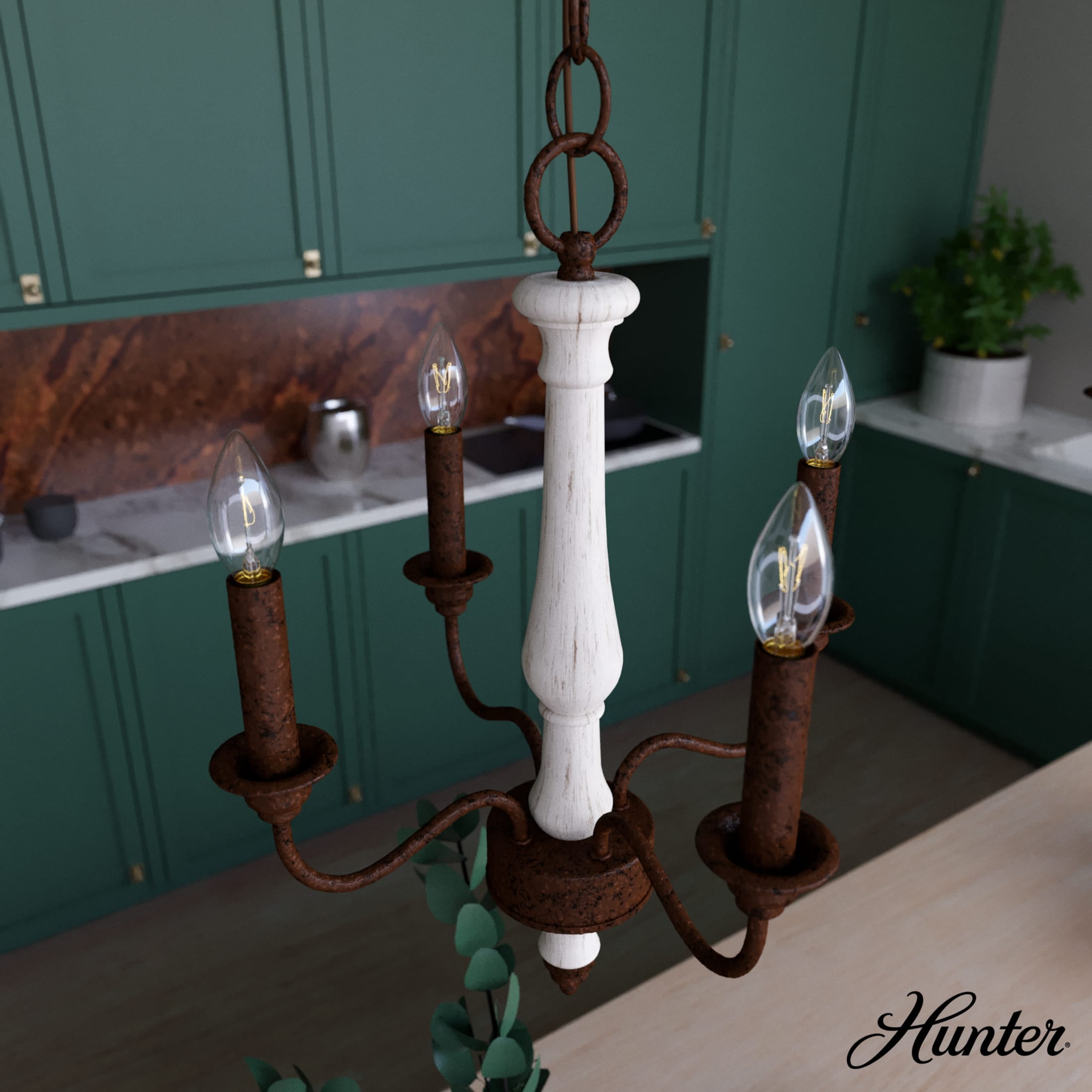 Teren Distressed White Mini Chandelier with Rustic Elegance