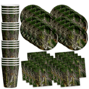 Hunter Tree Camo Birthday Party Supplies Tableware Set Includes Plates, Cups, Napkins Kit For 16