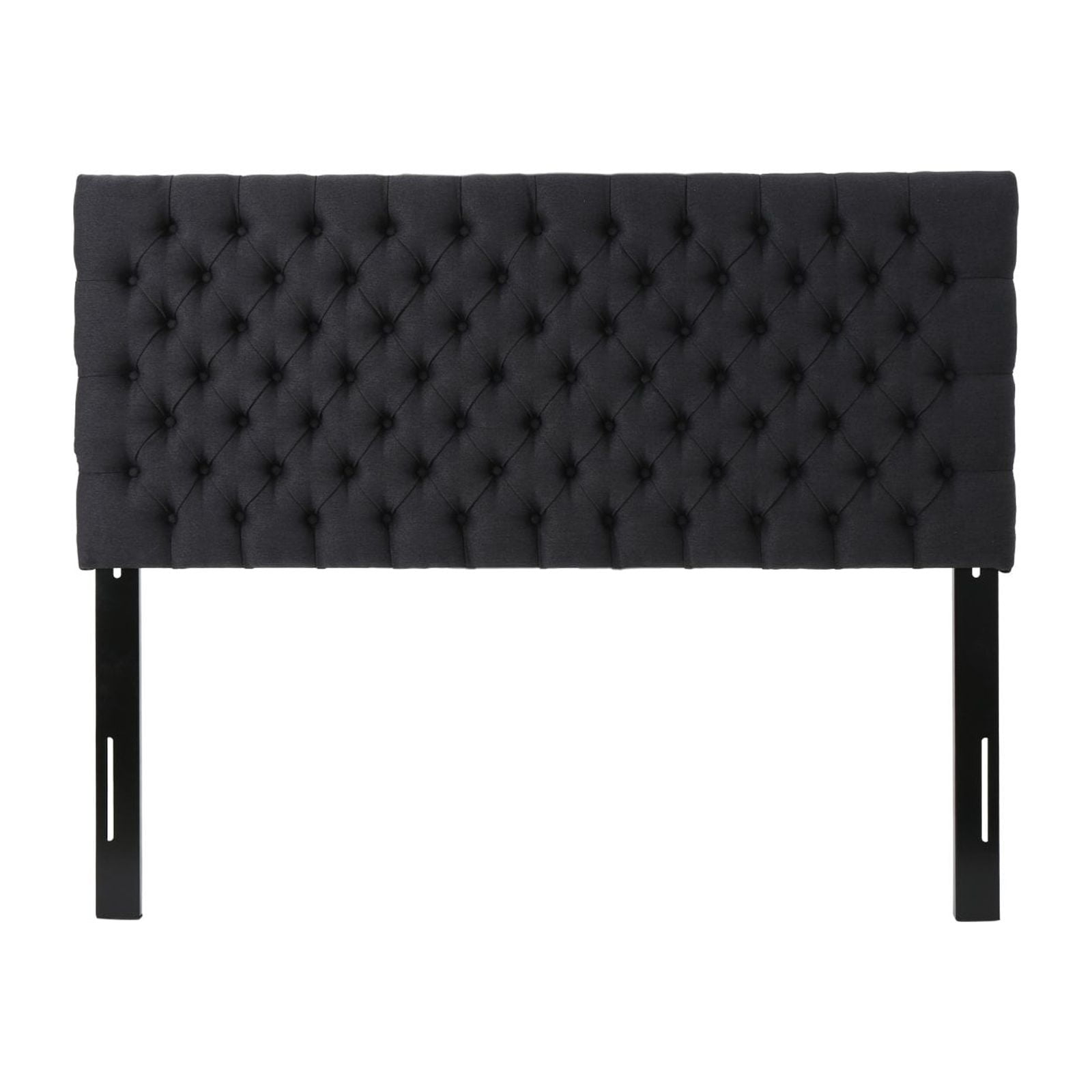 Dark Charcoal Tufted Upholstered Full/Queen Headboard with Iron Legs