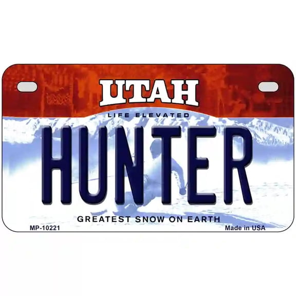 Hunter Utah Metal Novelty License Plate 7" x 4" Motorcycle (MP)