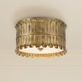 thumbnail image 1 of Hunter - Valdaz 3-light Brushed Luxe Gold, Large Flush Mount Light, Dimmable, Traditional Style, Drum Shaped, for Bedrooms, Dining, Living Rooms - 48258, 1 of 7