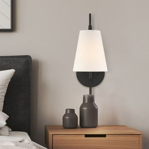 Hunter - Valley Park 1-light Matte Black, Medium Size Sconce Light, Dimmable, Transitional Style, Sconce Shaped, for Bedrooms, Dining, Living Rooms - 48174