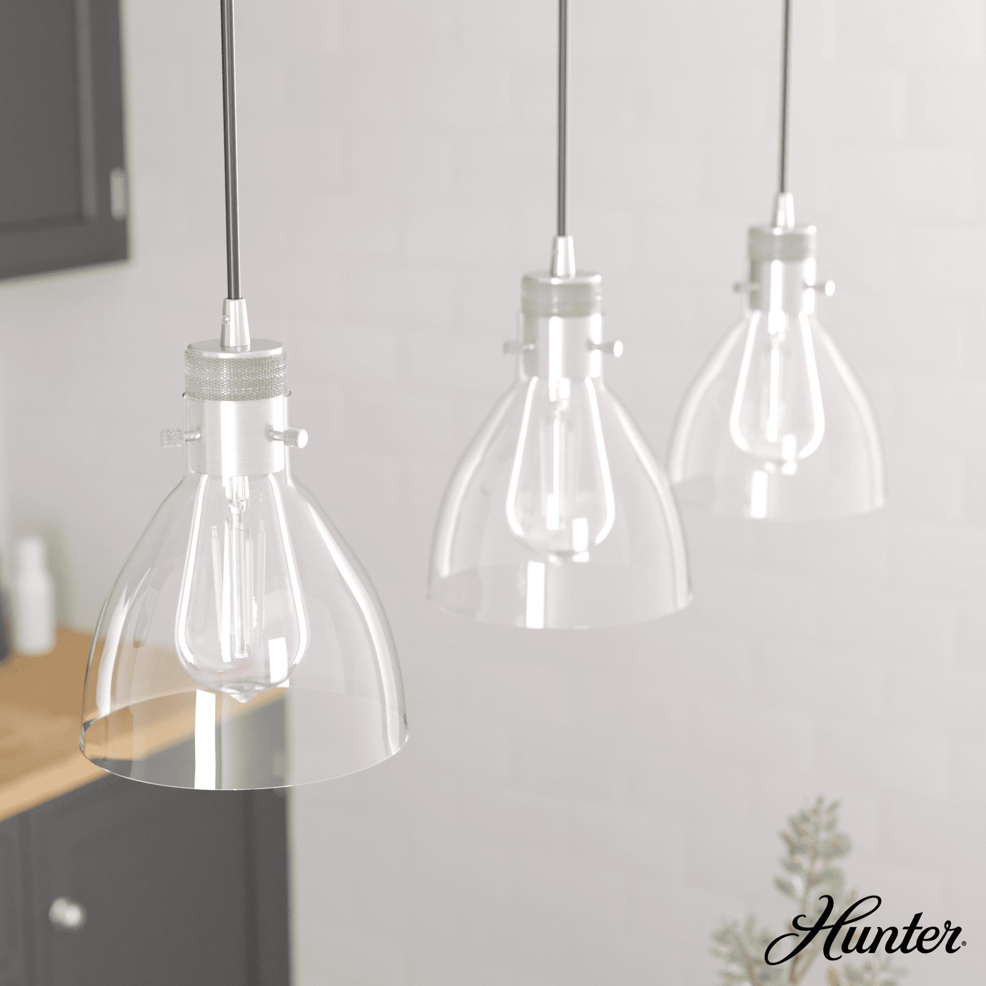 Van Nuys Brushed Nickel 3-Light Linear Cluster Pendant