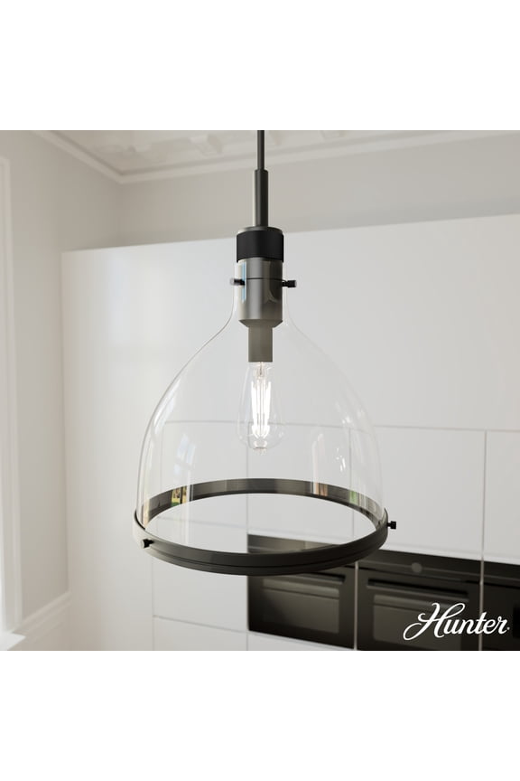 - Van Nuys 1-light Matte Black, Medium Size Pendant Light, Dimmable, Transitional Style, Bell Shaped, for Bedrooms, Dining, Living Rooms - 48051