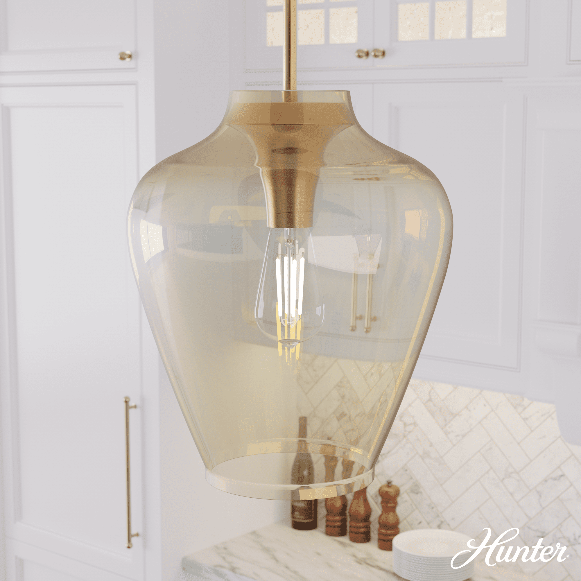 Alturas Gold Amber Iridescent Glass Globe Pendant Light