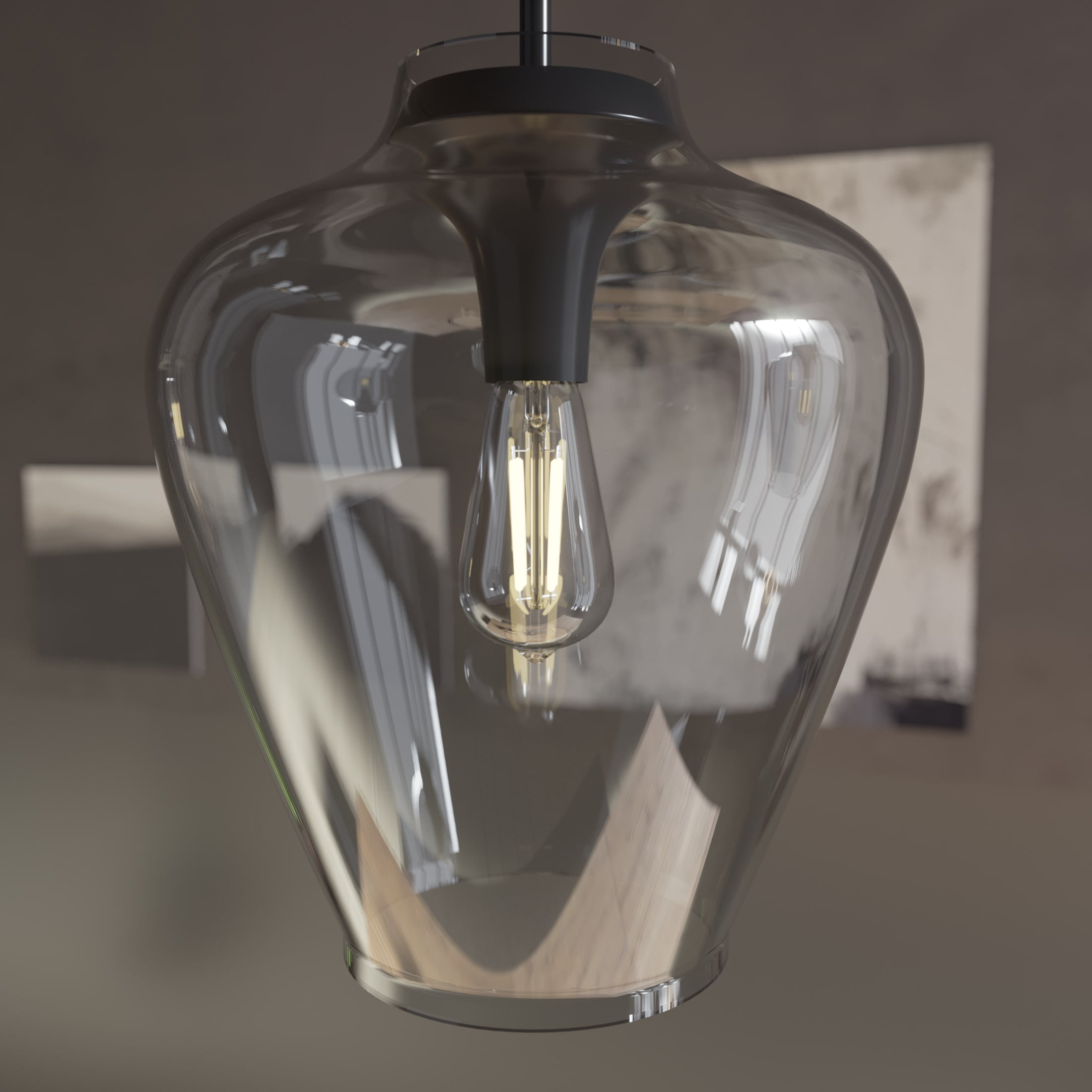 Hunter Vidria Matte Black 12" LED Teardrop Pendant Light