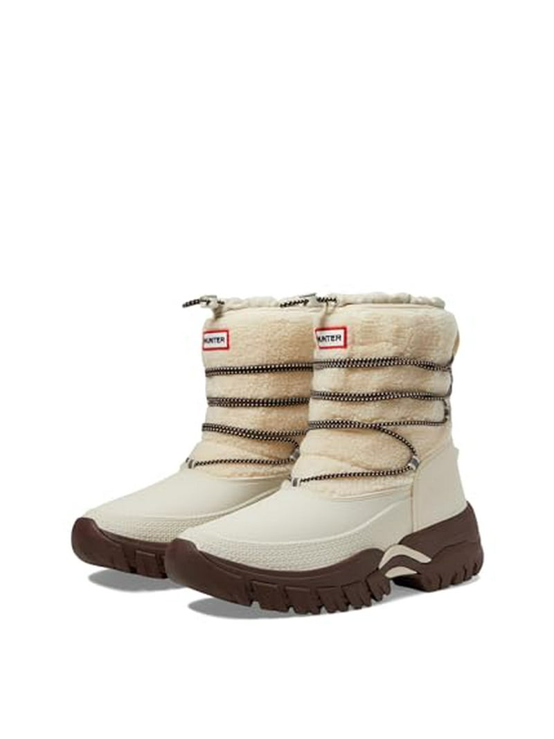 《HUNTER》WANDERER SHORT SHERPA  BOOT Hunter Wanderer Womens' Short Sherpa Snow Boots, White Willow