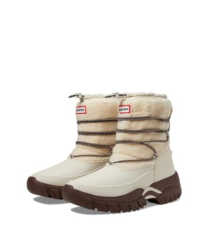 Hunter Wanderer Womens' Short Sherpa Snow Boots, White Willow
