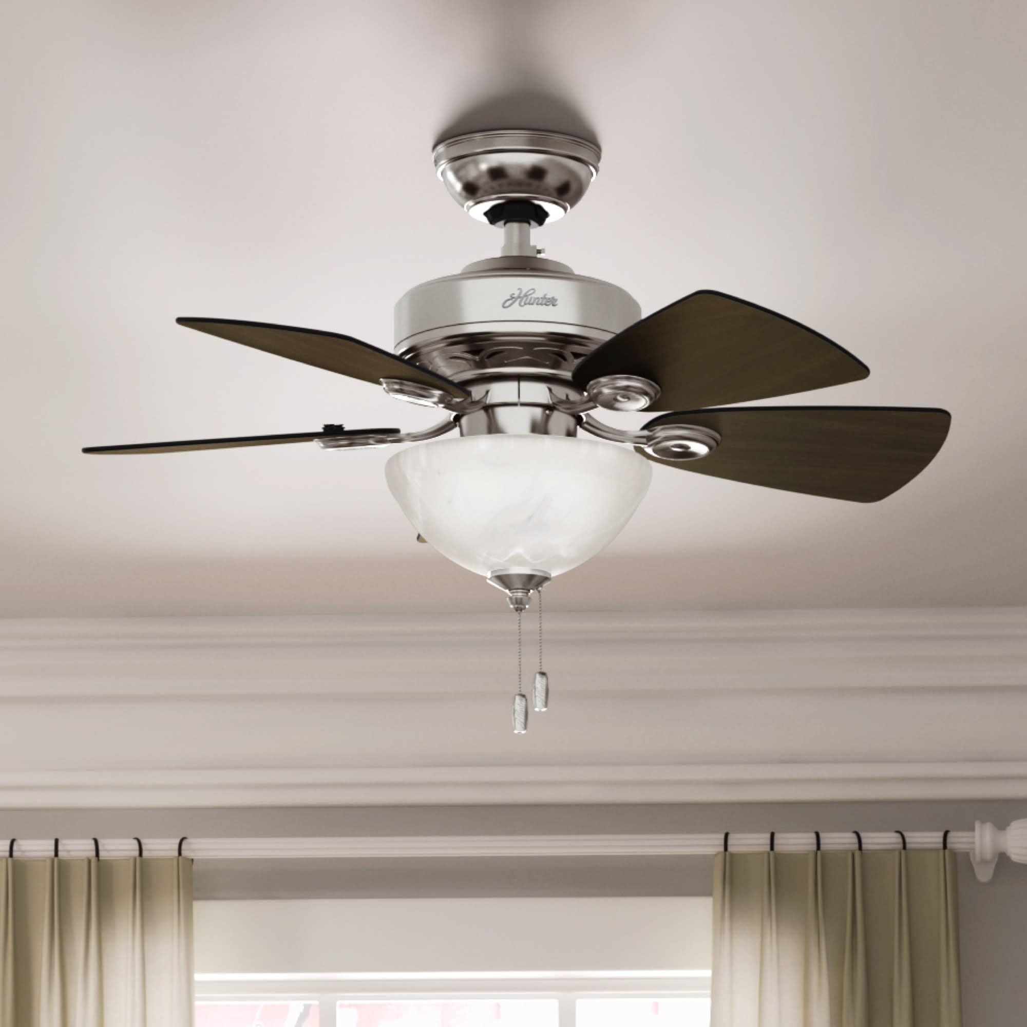 Hunter Watson Indoor Ceiling Fan With Light, 34-inch, Brushed Nickel ...