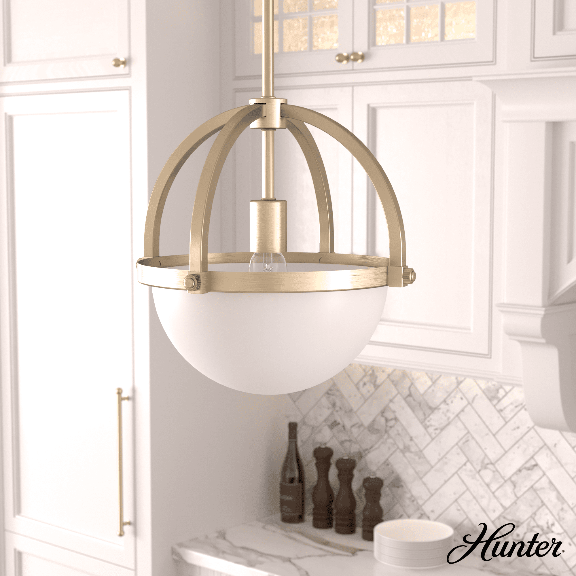 Alturas Gold Globe Pendant Light with White Glass Diffuser