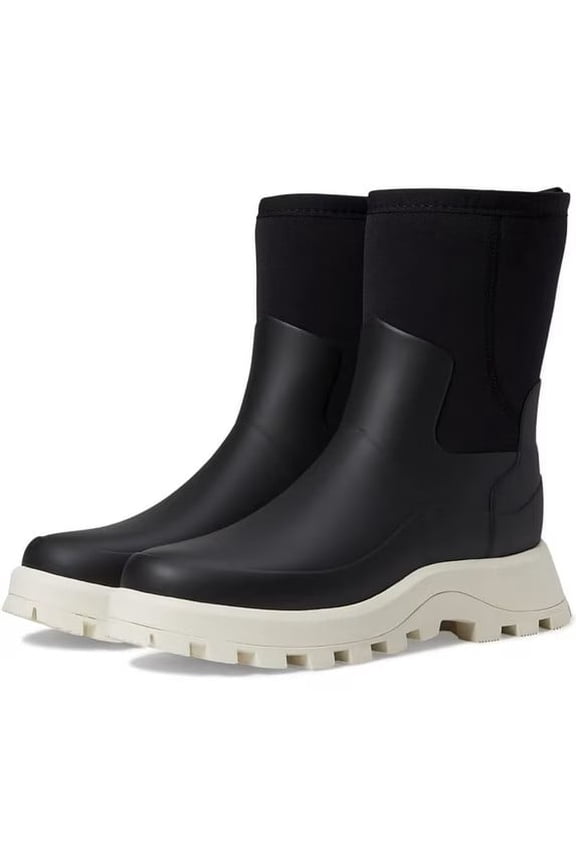 Womens City Explorer Short Rain Boots, Black/Shaded White, Waterproof Rubber Boots, Size 8 M