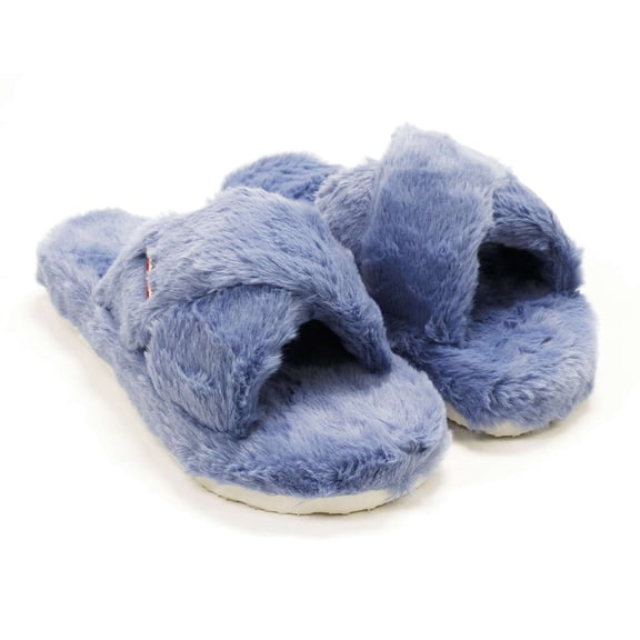 Hunter Women's Faux Fur Flatform Crossover Slide, Stornoway Blue,7 M US