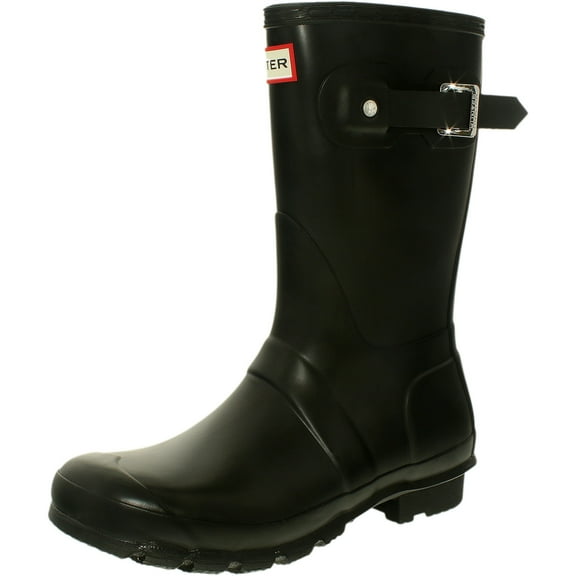 Hunter Women's Original Short Black Mid-Calf Rubber Rain Boot - 11M