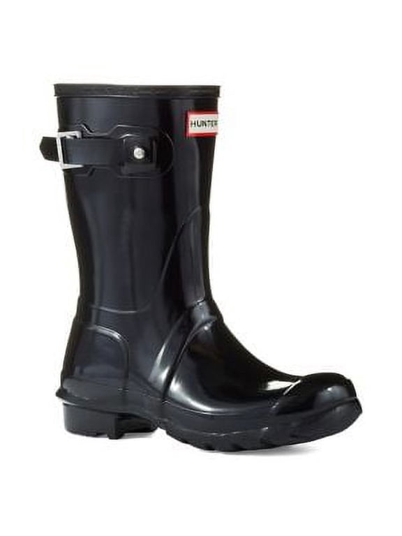 Women's Original Short Gloss Black Mid-Calf Rubber Rain Boot - 8M