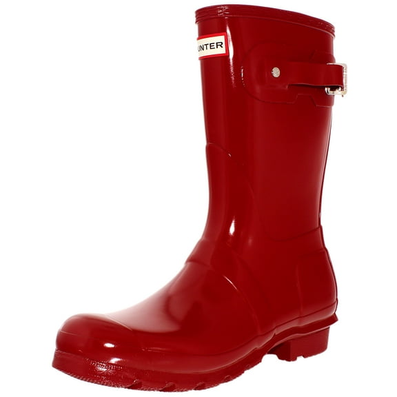 Hunter Women's Original Short Gloss Military Red Mid-Calf Rubber Rain Boot - 5M