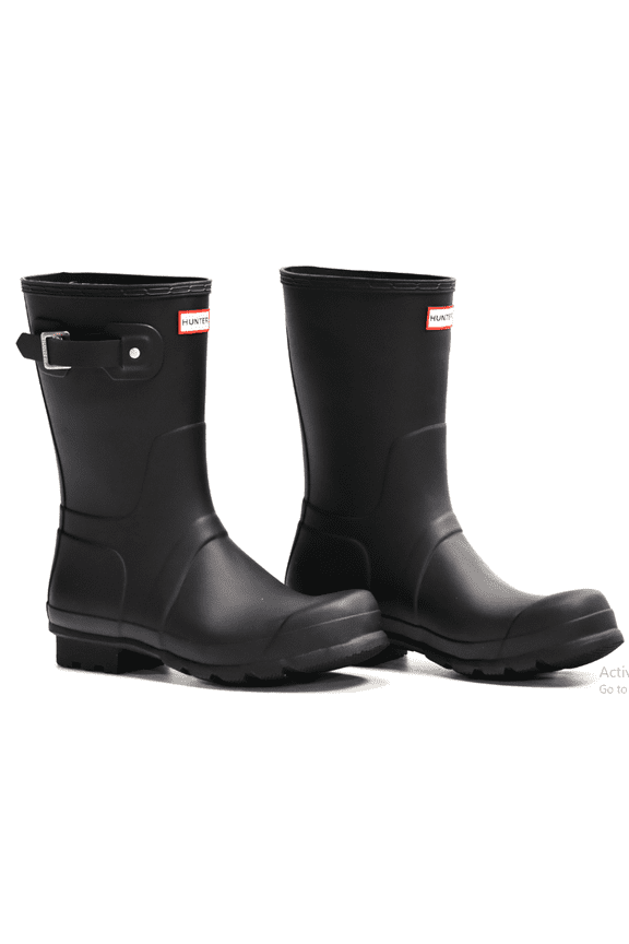 Women's Original Short Logo Backstrap Rain Boot, Black,11 M US