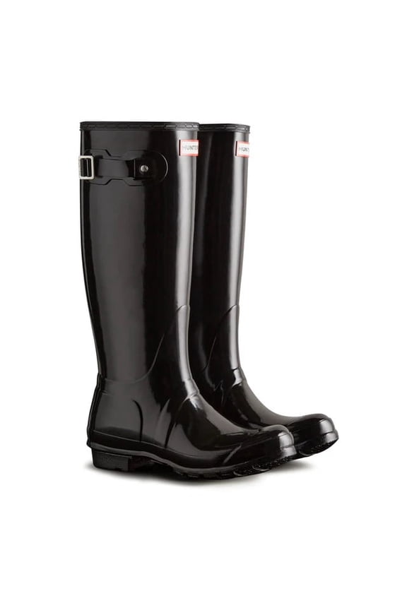 Women's Original Tall Gloss Black Rain Boots, Size 5