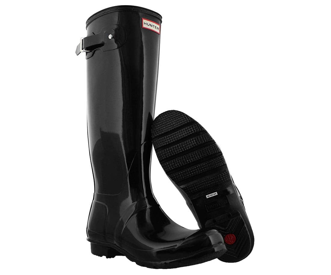 Hunter Women’s Original Tall Gloss Rain Boots, Black, Waterproof Rubber Boots, Size 6 US (5 AU)