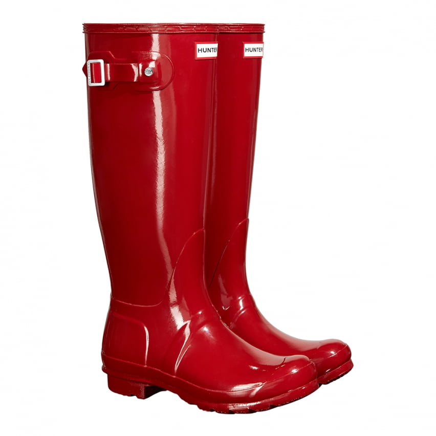 Hunter Women's Original Tall Gloss Rain Boots: Military Red - SIZE 7 ...