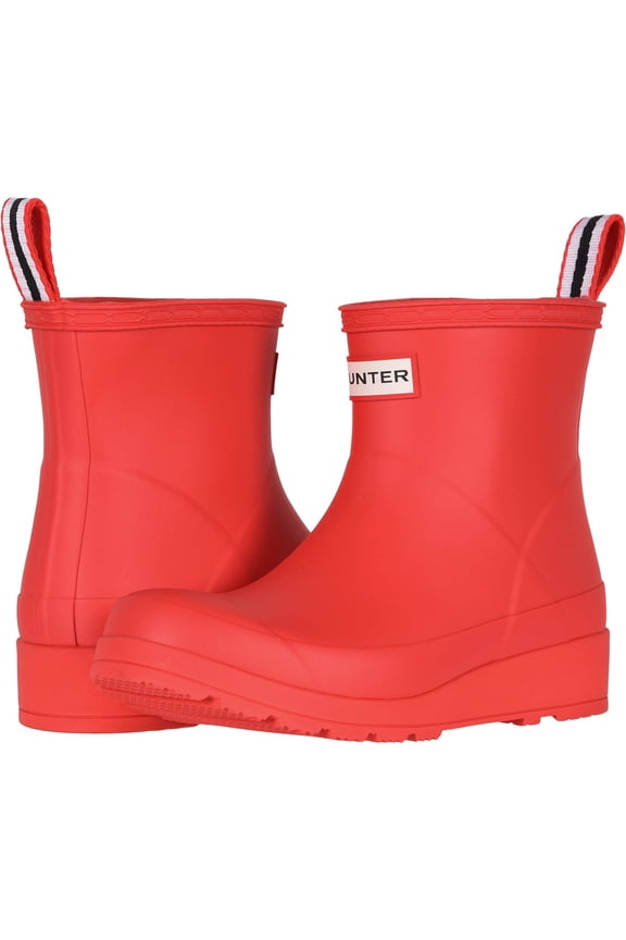 Womens Play Short Rain Boots, Hunter Red, Waterproof Rubber Boots, Size 8 M