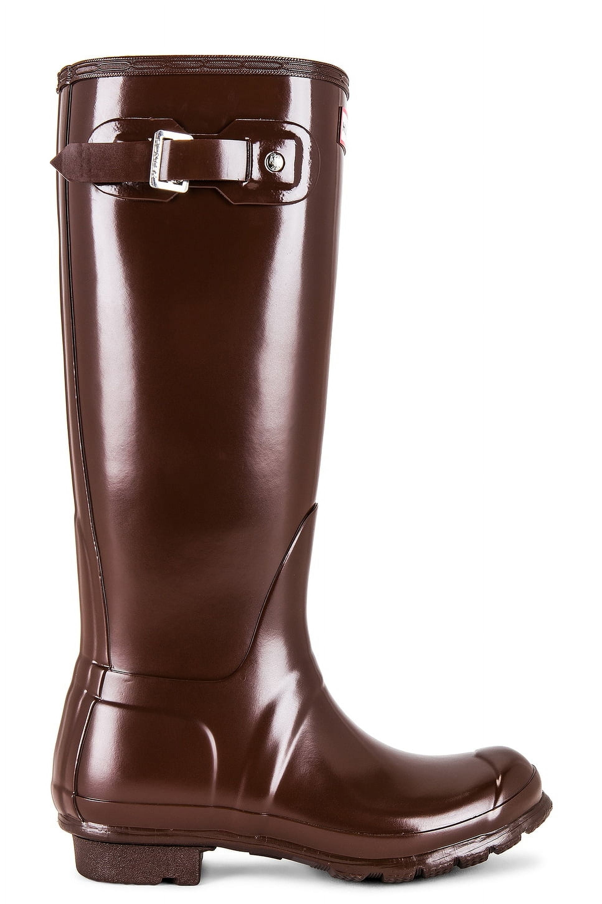 Hunter Womens Original Tall Gloss Rain Boots - Brown Bolt 