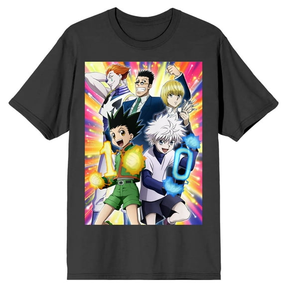 Hunter X Hunter 10th Anniversary Group Shot Crew Neck Short Sleeve Charcoal Men's T-shirt-3XL