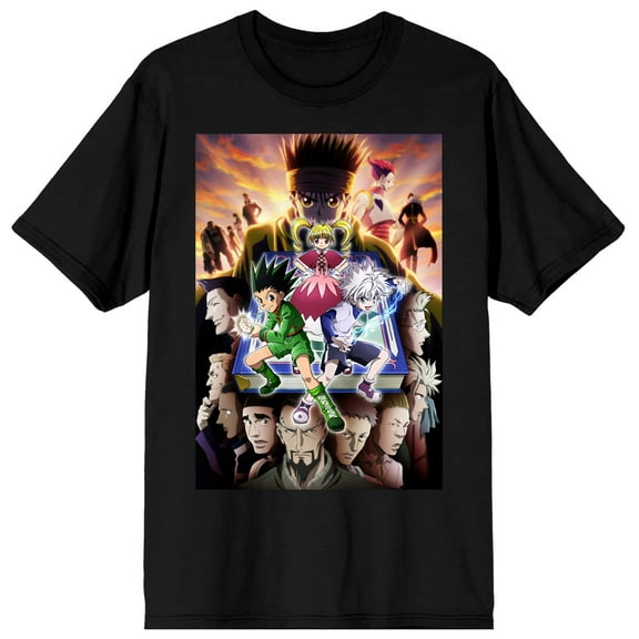 Hunter X Hunter Anime Cartoon Character Group Men's Black Graphic Tee-M