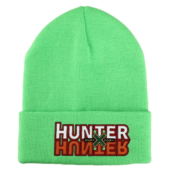 Hunter X Hunter Anime Embroidered Logo Patch Neon Green Knitted Beanie Hat