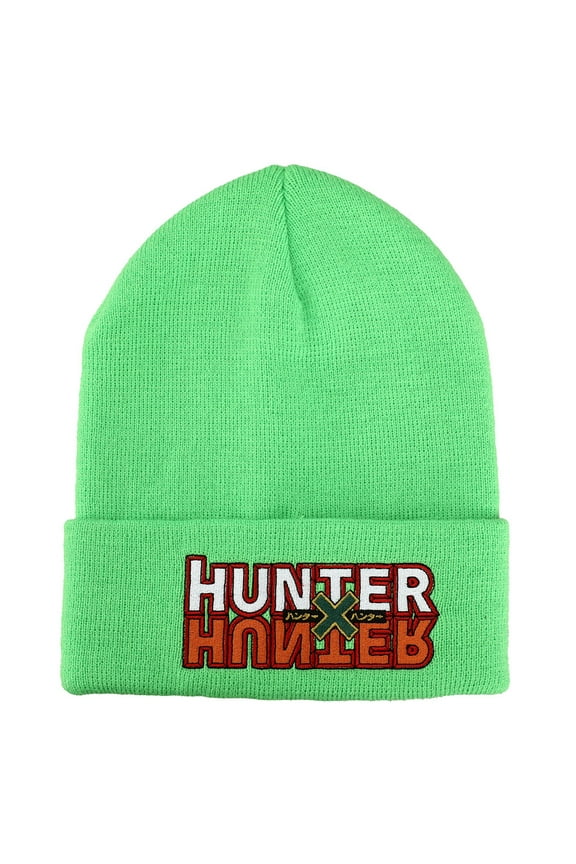 Hunter X Hunter Anime Embroidered Logo Patch Neon Green Knitted Beanie Hat