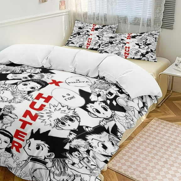 Hunter X Hunter Anime Home Bed 3-piece Set, Classic Japanese Anime Polyester Wash Student Dormitory Set