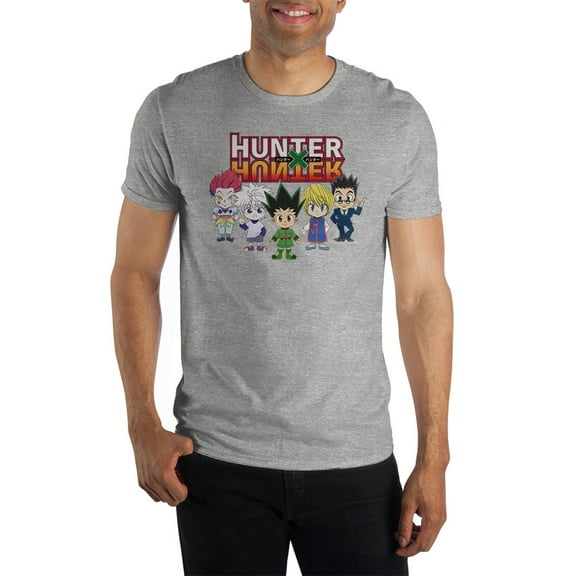 Hunter X Hunter Anime Mens Grey Short Sleeve Shirt-Large