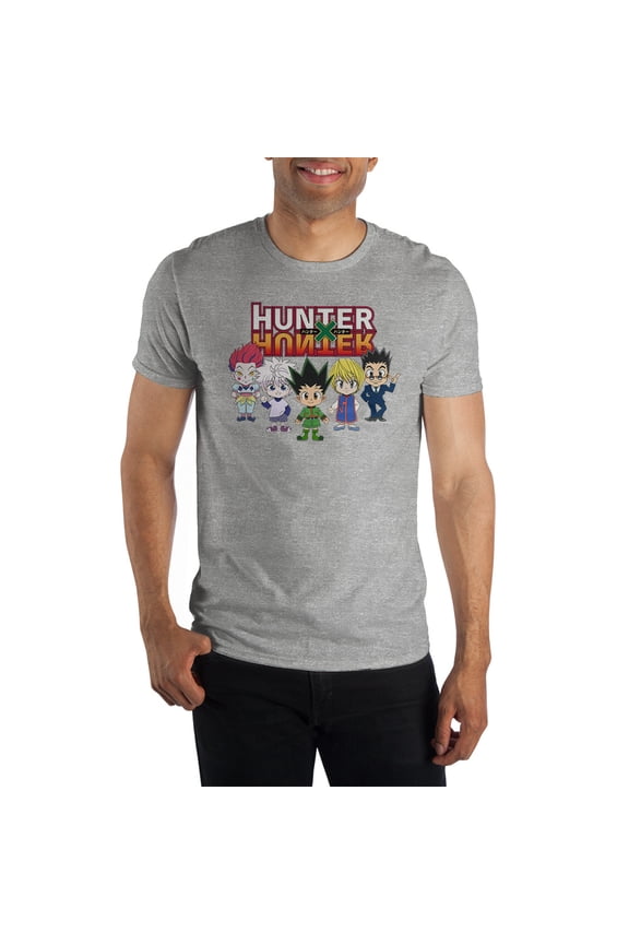 Hunter X Hunter Anime Mens Grey Short Sleeve Shirt-Large