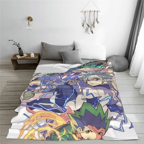 Hunter X Hunter Cartoon Printing Throw Blanket, All Seasons Flannel Fleece Blanket, Soft & Warm Plush Blankets for Couch Sofa Bed Camping Travel, 40"x30"