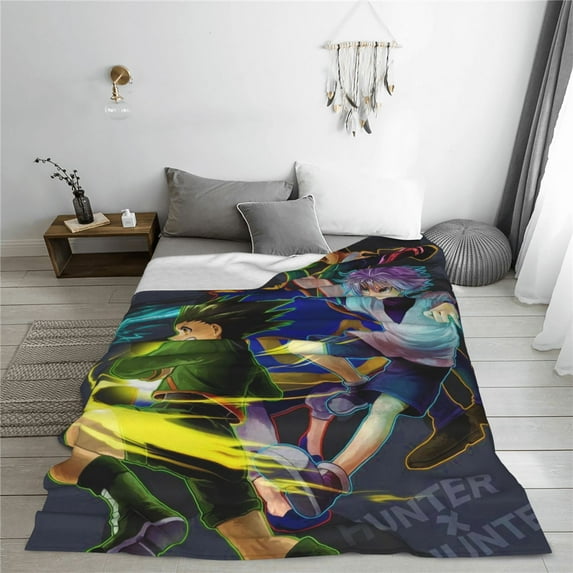 Hunter X Hunter Cartoon Printing Throw Blanket, All Seasons Flannel Fleece Blanket, Soft & Warm Plush Blankets for Couch Sofa Bed Camping Travel, 40"x30"