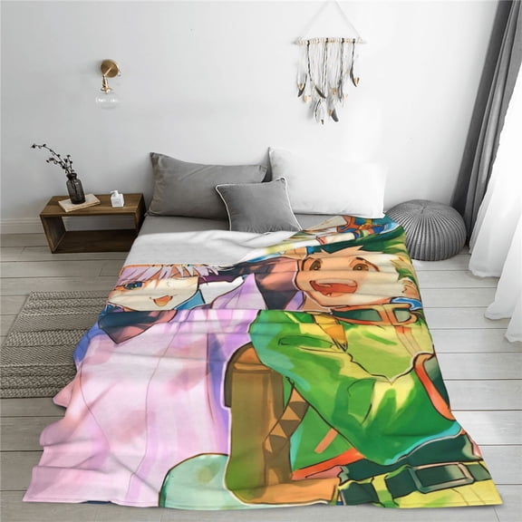Hunter X Hunter Cartoon Printing Throw Blanket, All Seasons Flannel Fleece Blanket, Soft & Warm Plush Blankets for Couch Sofa Bed Camping Travel, 40"x30"