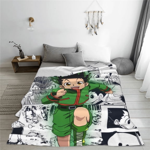 Hunter X Hunter Cartoon Printing Throw Blanket, All Seasons Flannel Fleece Blanket, Soft & Warm Plush Blankets for Couch Sofa Bed Camping Travel, 40"x30"