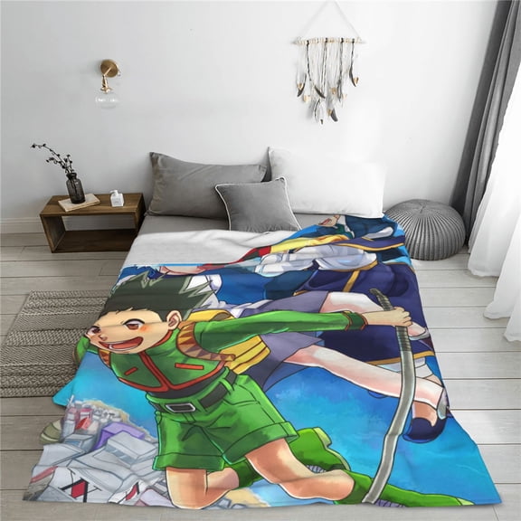 Hunter X Hunter Cartoon Printing Throw Blanket, All Seasons Flannel Fleece Blanket, Soft & Warm Plush Blankets for Couch Sofa Bed Camping Travel, 40"x30"