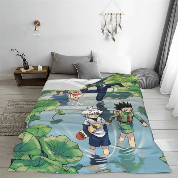 Hunter X Hunter Cartoon Printing Throw Blanket, All Seasons Flannel Fleece Blanket, Soft & Warm Plush Blankets for Couch Sofa Bed Camping Travel, 40"x30"