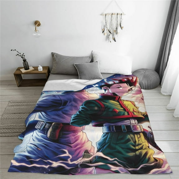 Hunter X Hunter Cartoon Printing Throw Blanket, All Seasons Flannel Fleece Blanket, Soft & Warm Plush Blankets for Couch Sofa Bed Camping Travel, 40"x30"