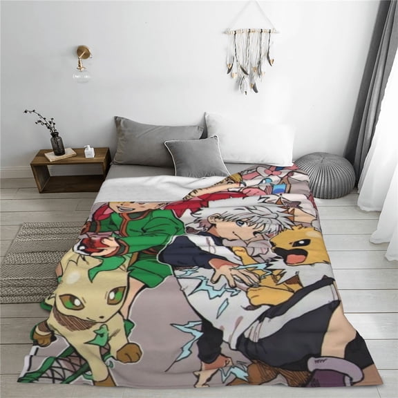 Hunter X Hunter Cartoon Printing Throw Blanket, All Seasons Flannel Fleece Blanket, Soft & Warm Plush Blankets for Couch Sofa Bed Camping Travel, 40"x30"